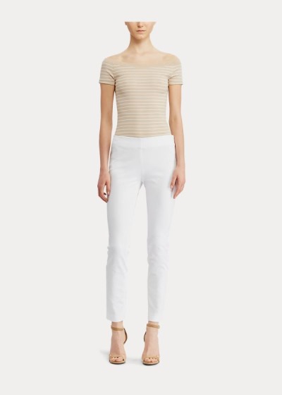 Pantalones Ralph Lauren Mujer Blancos - Stretch Twill Skinny - DXKWR7342